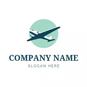 Flyer Logo Green Sun and Airplane logo design