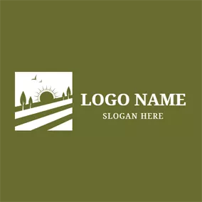 Logo De La Ferme Green Sun and Square Farm logo design