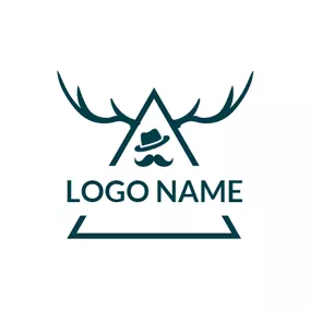 Holiday Logo Green Triangle Antler and Hipster logo design