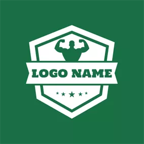 Guy Logo Green Wrestling Badge logo design
