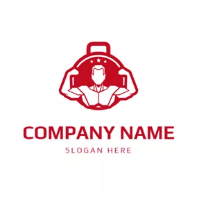 Male Logo Gym Equipment and Muscle Man logo design