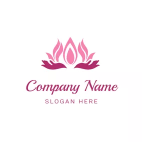 Logo Du Yoga Hand and Yoga Lotus logo design