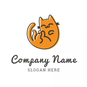 Animated Logo Happy Orange Cat logo design