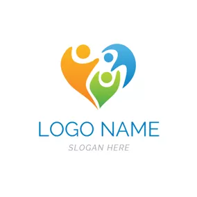 Love Logo Heart Shape and Abstract Family logo design