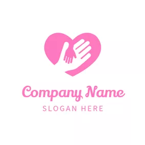 Volunteer Logo Heart Shape and Hand logo design