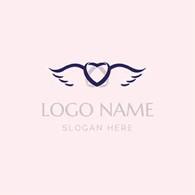 Engagement Logo Heart Wings Shadow and Wedding logo design