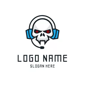 Gamer Logo Human Skeleton and Headset logo design