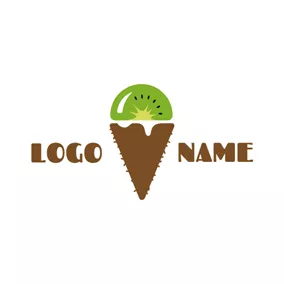 Ice Cream Logo Ice Cream and Kiwi Slice logo design