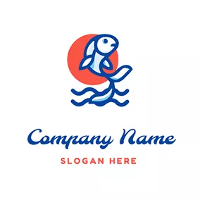 サンライズロゴ Jumping Koi  Fish logo design