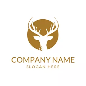 Stag Logo Khaki and White Deer Head Icon logo design