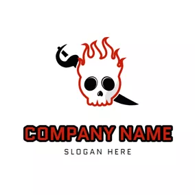 Skull Logo Knife and Skull Pirates logo design