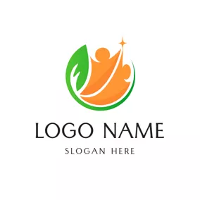 Group Logo Leaf and Abstract Person logo design