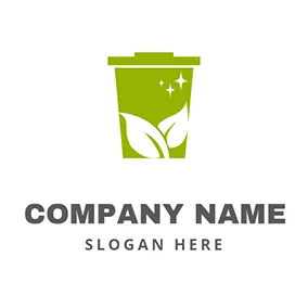 Environmental Logo Leaf and Clean Trash Bin logo design