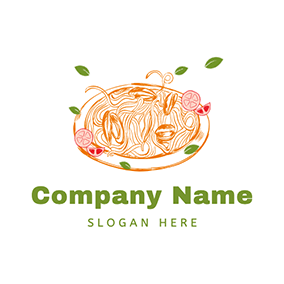 Delicious Logo Leaves Decoration Delicious Pasta logo design