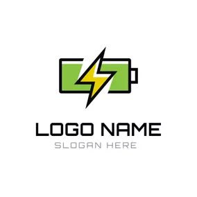 動力Logo Lightning and Green Battery logo design