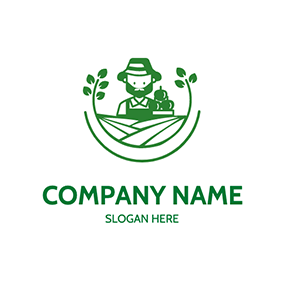 Logo En Forme De Feuille Line Leaf Field Farmer logo design