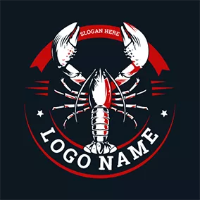 シーフードロゴ Lobster In Circle Banner logo design