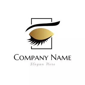 Makeup Logo Long Eyelash and Golden Eye Shadow logo design