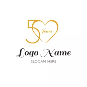 Party Logo Love Heart and 5th Anniversary logo design