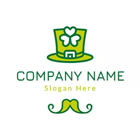Ireland Logo Lucky Shamrock Hat Mustache Funny logo design