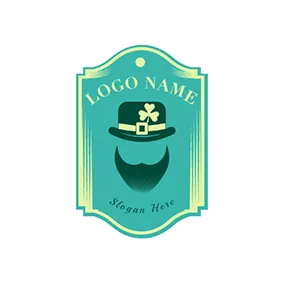 Logo Insigne Lucky Badge Shamrock Hat Beard Festival logo design