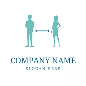 Communication Logo Man Woman and Social Distancing logo design