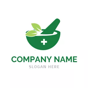 Klinik Logo Medicine Bowl and Leaf logo design