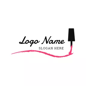 Logótipo De Unhas Nail Brush and Pink Nails logo design