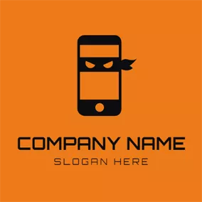 Mobile Logo Orange and Black Smartphone logo design