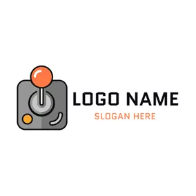 Gray Logo Orange and Gray Joystick logo design