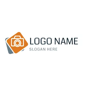 Rectangle Logo Orange and White Camera logo design