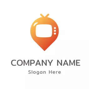 チャンネルのロゴ Orange Balloon and Tv logo design