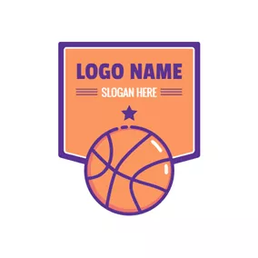 エクササイズのロゴ Orange Basketball Badge logo design