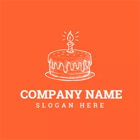 Logótipo De Padeiro Orange Candle and Birthday Cake logo design