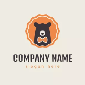 アニメーションロゴ Orange Circle and Likable Bear logo design