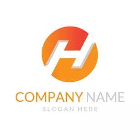 Shape Logo Orange Circle and White Letter H logo design
