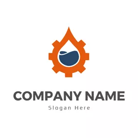 Industrial Logo Orange Gear and Blue Petrol logo design
