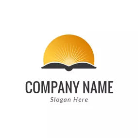 Light Logo Orange Sun and Black Book logo design