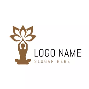 Logo Du Yoga Outlined Lotus and Yoga logo design