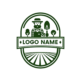 Logo De La Ferme Oval Cropland Tree Farmer logo design