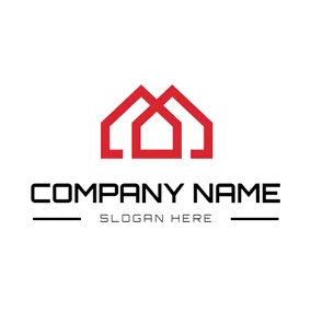不動産ロゴ Overlapping Red and Simple House logo design