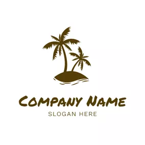 Logotipo De Playa Palm Tree and Sandbeach logo design