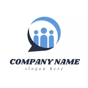 Logótipo De Contacto People and Dialog Box logo design