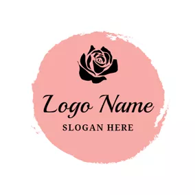 結婚logo Pink and Black Flower logo design