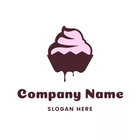 Delicious Logo Pink and Brown Cream Cake logo design
