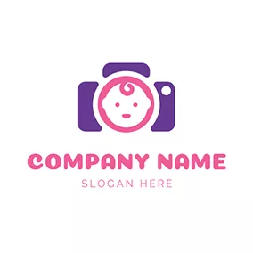 Purple Logo Pink Baby Face and Purple Camera logo design