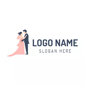 Date Logo Pink Bride and Black Bridegroom logo design