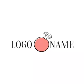 Gemstone Logo Pink Circle and Black Diamond Ring logo design