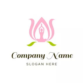 Logo Du Yoga Pink Lotus and Yoga Woman logo design