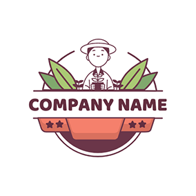Logo De La Ferme Plant Banner Farmer logo design